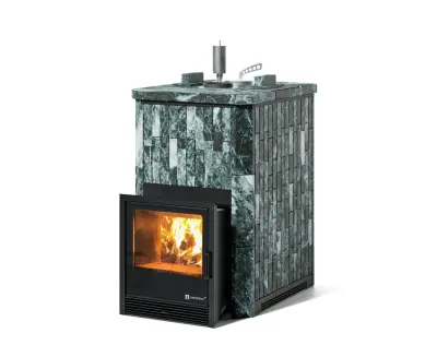 Фото Печь Изистим Южная 16 закрытый верх - Камень Змеевик в магазине Woodson