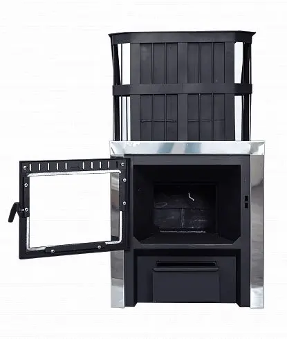 Фото Печь банная "Сибирь" с закрытой каменкой. Панорамная дверца в магазине Woodson