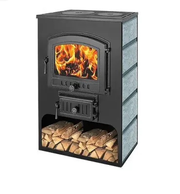 Фото Печь-Камин ВЕЗУВИЙ ПК-03 (224) с плитой "Везувий В3" талькохлорит 12 кВт (200 м3) Ø150мм в магазине Woodson
