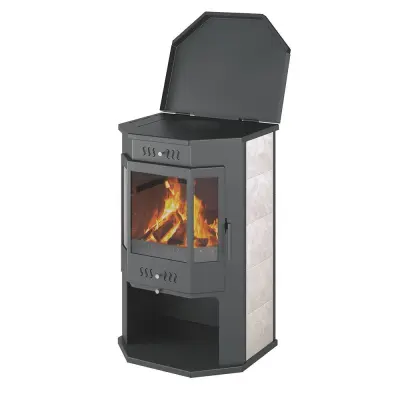 Фото Печь-Камин ASTON 12 кВт (200 м3) Призматик с плитой в магазине Woodson Фото Печь-Камин ASTON 12 кВт (200 м3) Призматик с плитой в магазине Woodson