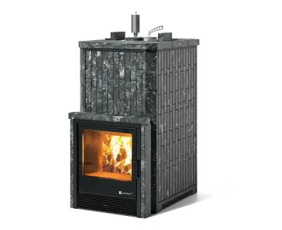 Фото Печь Изистим Южная 22 закрытый верх с топкой из парной - Камень Пироксенит в магазине Woodson