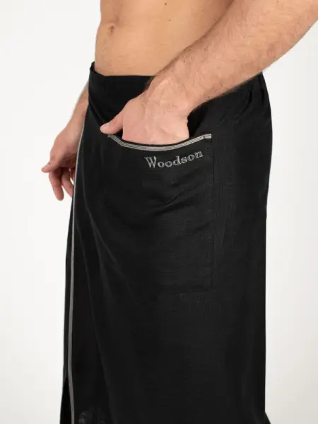 Килт мужской Woodson, чёрный лён с серой полосой (50-52) Килт мужской Woodson, чёрный лён с серой полосой (50-52)