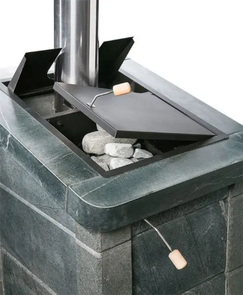 Фото Печь Сударушка Семейная РК ЧД (облицовка талькохлорит, с фасками) в магазине Woodson Фото Печь Сударушка Семейная РК ЧД (облицовка талькохлорит, с фасками) в магазине Woodson