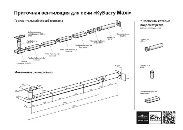 Приточная вентиляция для печи КуБасту maxi Приточная вентиляция для печи КуБасту maxi
