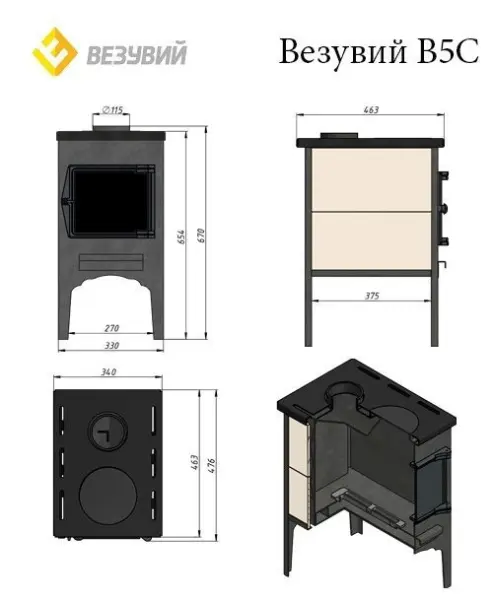 Фото Печь отопительная Везувий В5С в магазине Woodson