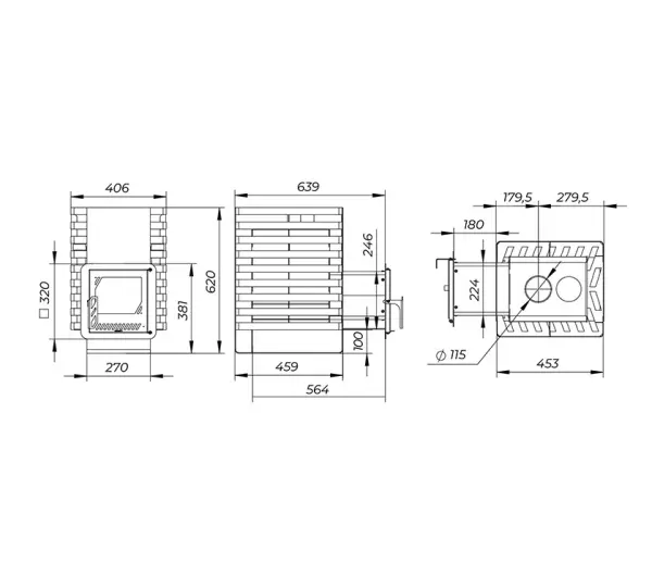 Фото Печь банная "РАДА ТЕРМА 2026" ОК 4мм 16M, дверца со стеклом в магазине Woodson