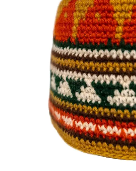 Шапка вязаная для бани Woodson Viking, орнамент, без косичек (оранжевый)