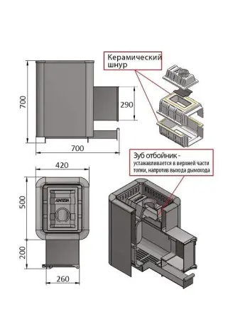 Фото Печь ВЕЗУВИЙ Сенсация 22 Антрацит (ДТ-4) в магазине Woodson