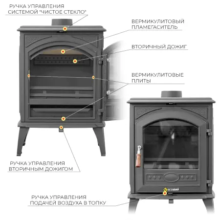 Фото Печь-камин Везувий SV-08 "Антрацит" в магазине Woodson