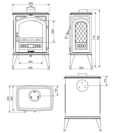 Фото Печь-камин Везувий SV-08 "Антрацит" в магазине Woodson
