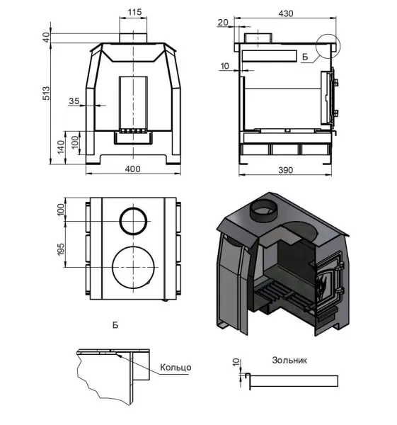 Фото Печь отопительная Везувий "Комфорт 70" (ДТ-3) в магазине Woodson