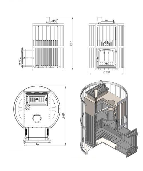 Фото Печь для бани Эверест Ковка 24 (280) закрытая каменка в магазине Woodson