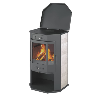 Фото Печь-Камин ASTON 12 кВт (200 м3) Призматик с плитой в магазине Woodson