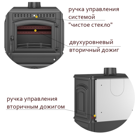 Фото Печь-камин Везувий LV-12 "Антрацит" в магазине Woodson