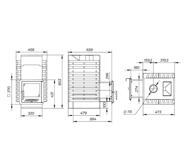 Фото Печь банная "РАДА ТЕРМА 2026" ЗК 6мм 20M, дверца со стеклом в магазине Woodson