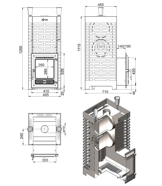 Фото Печь для бани ASTON 38 INOX (320) в магазине Woodson