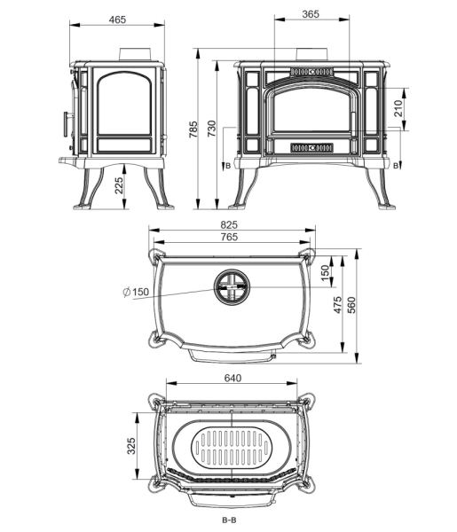 Фото Печь-камин Везувий KZ-14Р "Антрацит" в магазине Woodson