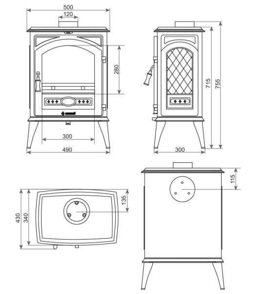 Фото Печь-камин Везувий SV-08 "Антрацит" в магазине Woodson