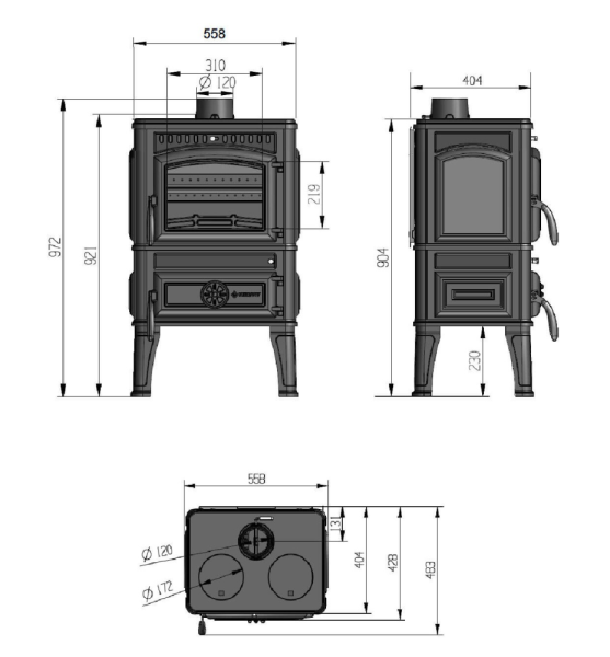 Фото Печь-камин Везувий LV-12РS "Антрацит" в магазине Woodson