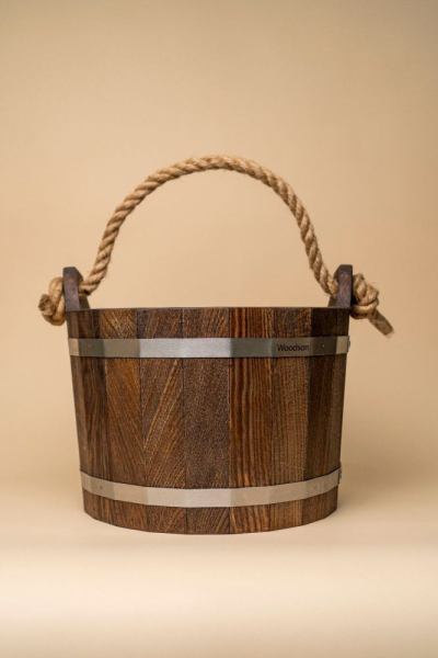 Шайка Woodson с нержавеющей вставкой, 10 л., дуб в темном